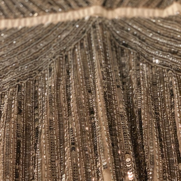 Adrianna Papell Cap sleeve v-neck beaded nude gown - Picture 8 of 8